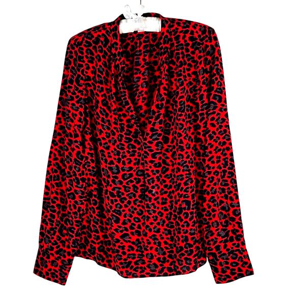 Zadig & Voltaire Red Leopard Print Blouse Size M - Picture 1 of 8
